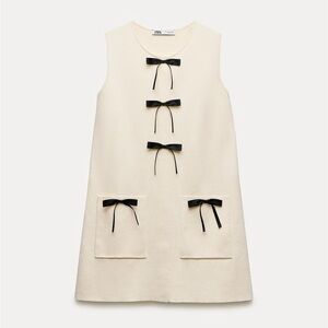 Zara Knit Mini Dress With Contrasting Bows